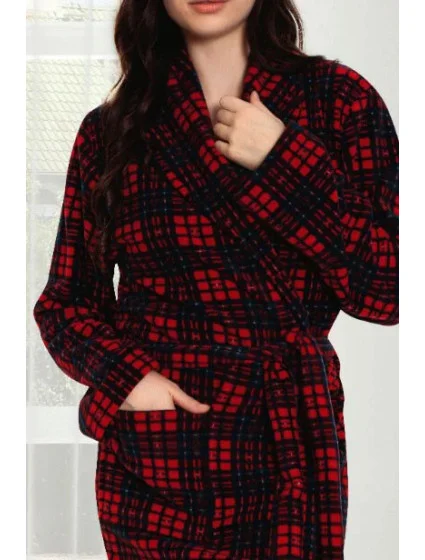 Dámsky župan 9105 červené káro - CoCoon