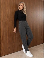 Dámske džínsy Mom Fit s vysokým pásom, tmavošedé, FashionStreet UY3209