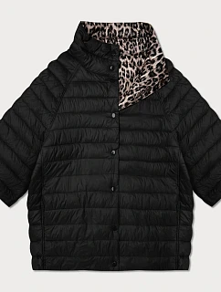Dwustronna kurtka damska plus size z rękawem 3/4 Goodlookin czarna/panterka (M6-6308-1)