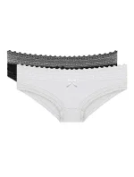 Dámske bavlnené nohavičky s čipkou 2 ks DIM SEXY FASHION SLIP 2x - DIM - čierna