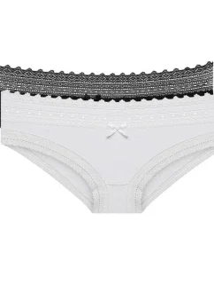 Dámské bavlněné kalhotky s krajkou 2 ks model 15437484 FASHION SLIP 2x  černá - DIM