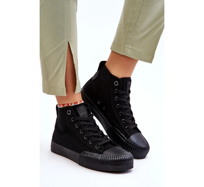 Damskie Wysokie Trampki Materiałowe Big Star LL274444 Czarne