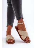 Klapki Damskie Płaskie Big Star NN274078 Beżowe