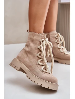 Ocieplane Botki Z Eko Zamszu Na Zamek Jasnobeżowe Caellita