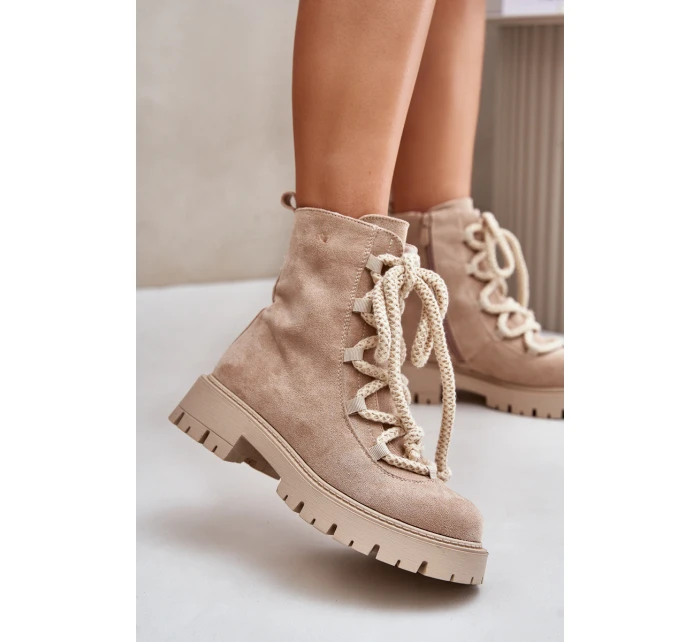Ocieplane Botki Z Eko Zamszu Na Zamek Jasnobeżowe Caellita Ocieplane Botki Z Eko Zamszu Na Zamek Jasnobeżowe Caellita