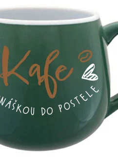 KAFE S DONÁŠKOU DO POSTELE - zelený keramický hrníček 300 ml