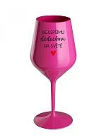 PRE NAJLEPŠIEHO DEDUKA NA SVETE - ružový nerozbitný pohár na víno 470 ml