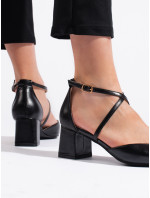 Štýlové čierne sandále pre ženy na širokom podpätku
