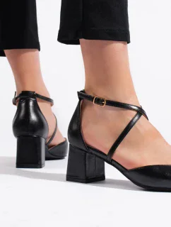 Štýlové čierne sandále pre ženy na širokom podpätku