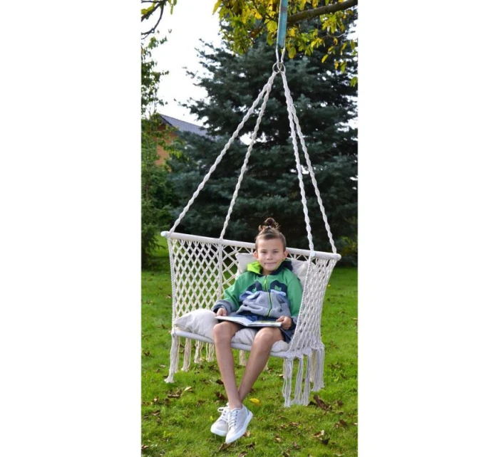 ZÁVESNÉ SEDADLO HAMMOCK Čapí hniezdo 78x64CM ECRU
