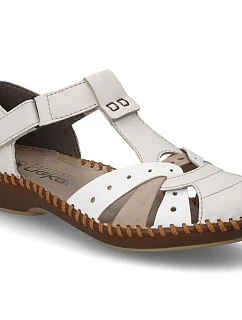 Dámske pohodlné sandále na suchý zips so zabudovanou špičkou béžovej farby Rieker M1655-61