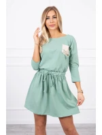 Šaty s flitrovou kapsou tmavě mátové Šaty s flitrovou kapsou tmavě mátové