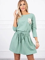 Šaty s flitrovým vreckom tmavá mentolová