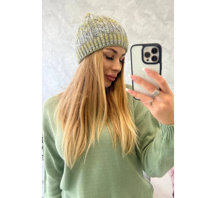 Fleecová čiapka Melisa K241 sivá+olivová Fleecová čiapka Melisa K241 sivá+olivová