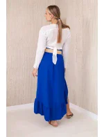 Sukňa s dlhším zadným dielom v chrpovo modrej farbe Sukňa s dlhším zadným dielom v chrpovo modrej farbe