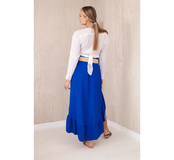 Sukňa s dlhším zadným dielom v chrpovo modrej farbe Sukňa s dlhším zadným dielom v chrpovo modrej farbe