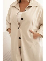 Dámska bunda Punto Plus Size s bavlnou a gombíkmi béžová