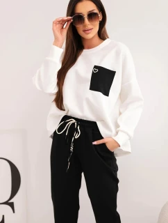 Dámská souprava máslová s kontrastní kapsou černý