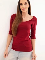 Blúzka s okrúhlym výstrihom bordová