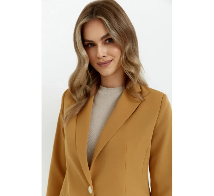 K141 Sako s dvojitým vreckom a klopou - škoricové