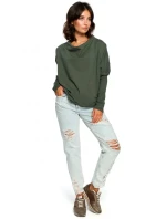 Oversized top s výstřihem do V na zádech zelený model 18001900 - BeWear Oversized top s výstřihem do V na zádech zelený model 18001900 - BeWear