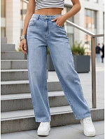 Dámske baggy džínsy s vysokým pásom modré FashionStreet UY2927 Dámske baggy džínsy s vysokým pásom modré FashionStreet UY2927