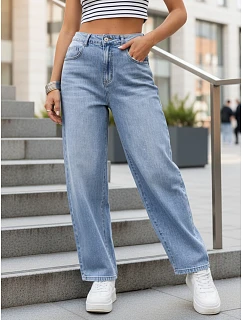 Dámske baggy džínsy s vysokým pásom modré FashionStreet UY2927