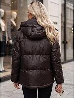 Dámska zimná prešívaná bunda s kapucňou, hnedá, FashionStreet TY5965 Dámska zimná prešívaná bunda s kapucňou, hnedá, FashionStreet TY5965