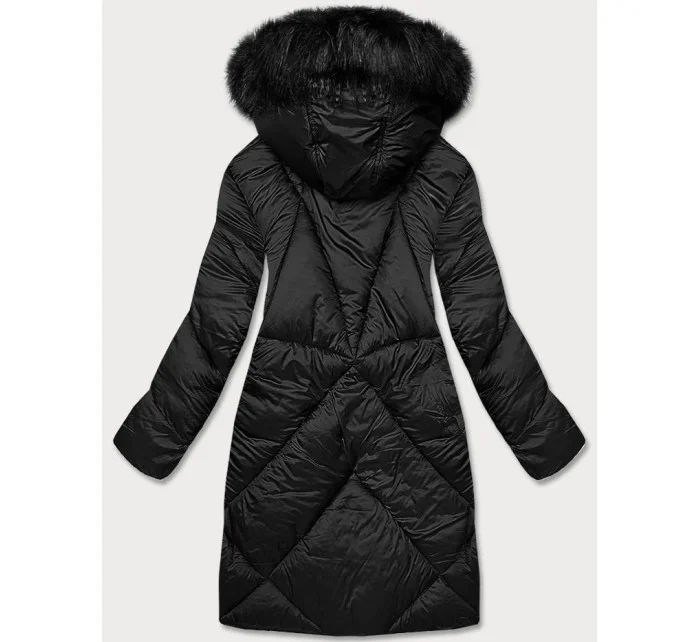 Dámska dlhá zimná bunda čierna (23070-1)
