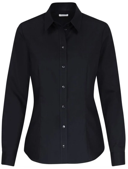 Seidensticker Blouse Regular LSL Popelínová blúzka s dlhými rukávmi 78.0604 čierna