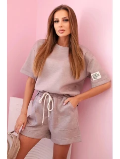 Dámska maslová súprava so šortkami s vysokým pásom béžové odlesky