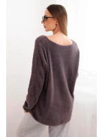 Dámský svetr hnědý z vlny s výstřihem do V hnědý