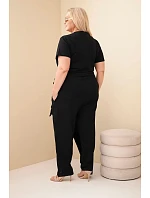 Dámský bavlněný overal Plus Size se zavazováním v pase černý