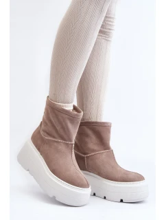 Kožené Dámské Boty Na Podpatku S Pásky  Bežové model 21644286 - Zazoo