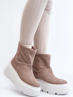 Kožené Dámské Boty Na Podpatku S Pásky  Bežové model 21644286 - Zazoo