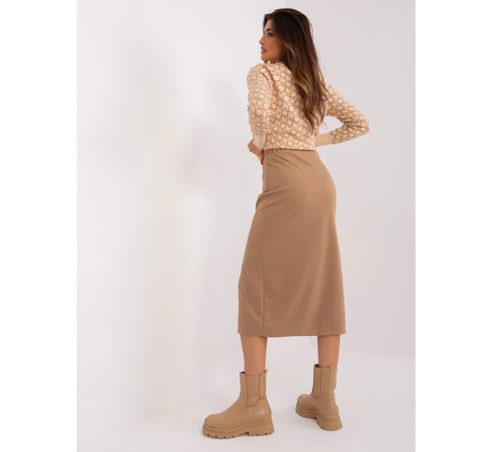 Spódnica LK SD model 18997395 camelowy - FPrice Spódnica LK SD model 18997395 camelowy - FPrice