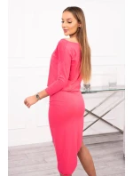 Asymetrické šaty, 3/4 rukávy, malinová farba Asymetrické šaty, 3/4 rukávy, malinová farba