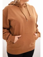 Dámska bavlnená mikina s kapucňou a klokankou v nadmernej veľkosti Camel Dámska bavlnená mikina s kapucňou a klokankou v nadmernej veľkosti Camel