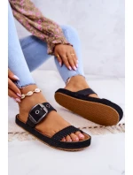 Modne Klapki Ze Sprzączką Big Star JJ274730 Czarne