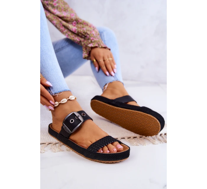 Modne Klapki Ze Sprzączką Big Star JJ274730 Czarne