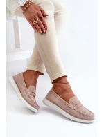 Sametové mokasíny na platformě model 21655642 Beige - SERGIO LEONE