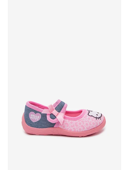 Dievčenské balerínky na suchý zips HELLO KITTY ružové Shani Dievčenské balerínky na suchý zips HELLO KITTY ružové Shani