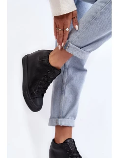 Dámské kožené tenisky na klínku Big Star Black