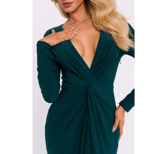 Dámské šaty model 20849710 tmavě zelené - Moe Dámské šaty model 20849710 tmavě zelené - Moe