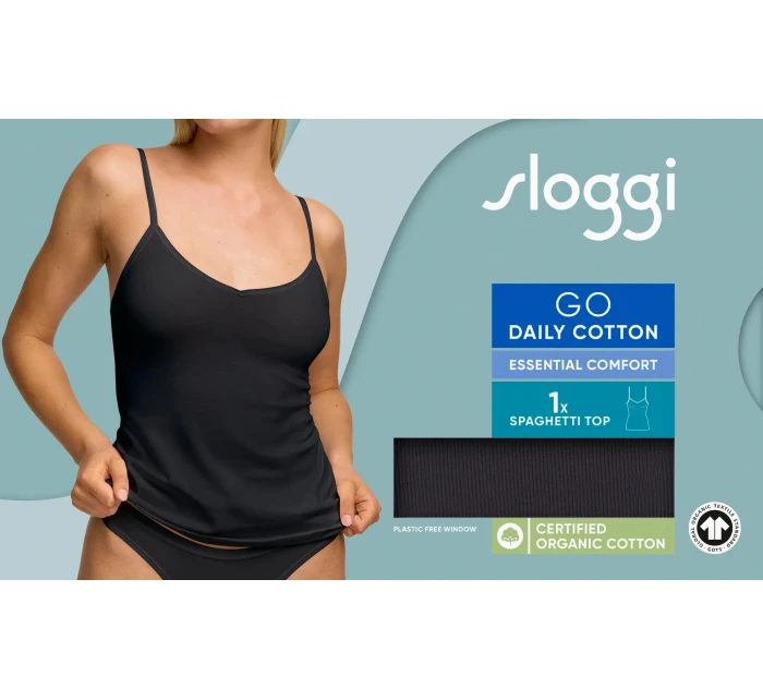 sloggi GO Daily Cotton Spaghetti Top - BLACK - SLOGGI BLACK - SLOGGI sloggi GO Daily Cotton Spaghetti Top - BLACK - SLOGGI BLACK - SLOGGI