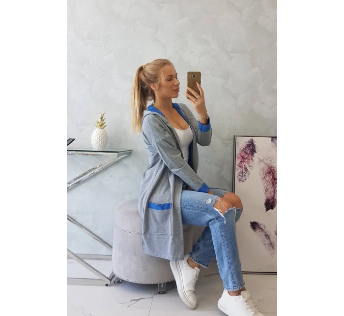 Dvojfarebná pláštenka s kapucňou nevädza + sivá Dvojfarebná pláštenka s kapucňou nevädza + sivá