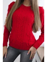 Sveter s pleteninou červený