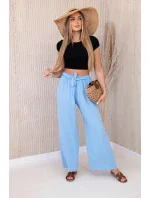Kalhoty s širokým pasem modrý