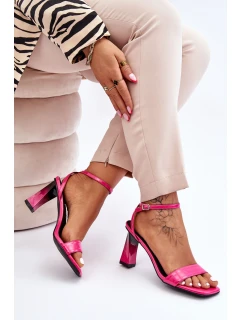 Lakierowane Sandały Na Obcasie Fuksja Owen