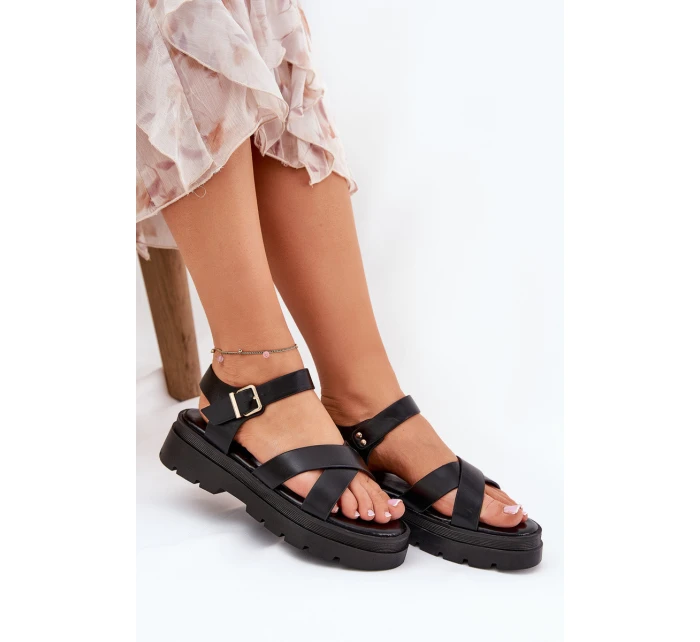 Dámské Sandály Na Platformě Z Eko Kůže Černé model 21688473 - Boto Dámské Sandály Na Platformě Z Eko Kůže Černé model 21688473 - Boto